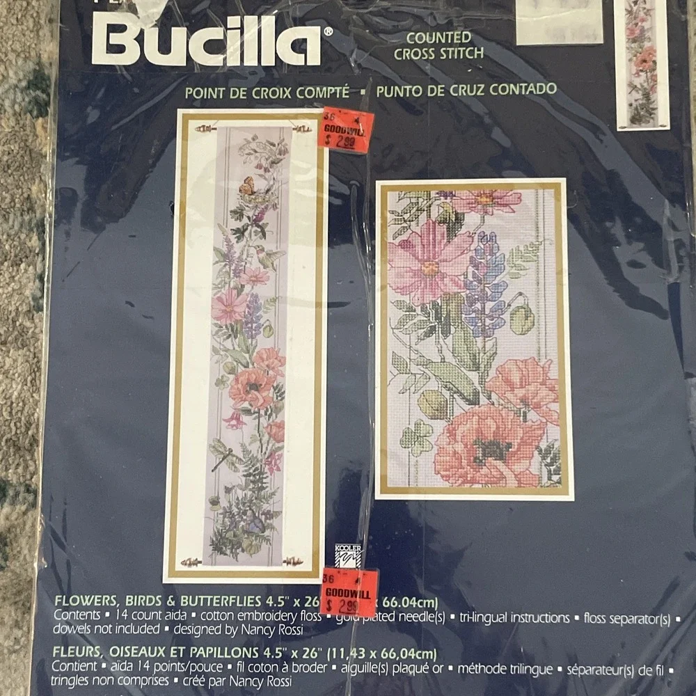 Bucilla Counted‎ Cross Stitch Kit Flowers  Birds  Butterflies 42738 Wall Hanging